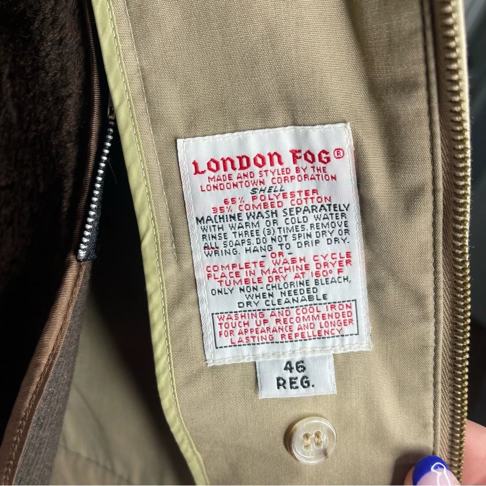 London Fog Vintage 70s Men’s Jacket with Removable Faux Fur Lining (46R)